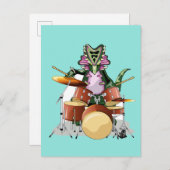 Illustratie van een chasmosaurus die de drums besp briefkaart (Voorkant / Achterkant)