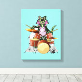 Illustratie van een chasmosaurus die de drums besp canvas afdruk (Insitu (Houten vloer))