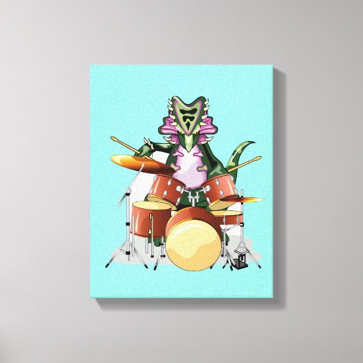 Illustratie van een chasmosaurus die de drums besp canvas afdruk (Voorkant)