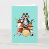 Illustratie van een chasmosaurus die de drums besp kaart (Voorkant)