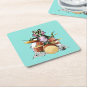 Illustratie van een chasmosaurus die de drums besp kartonnen onderzetters (Schuin)