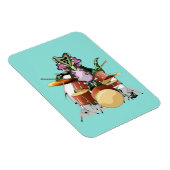 Illustratie van een chasmosaurus die de drums besp magneet (Rechterzijde)