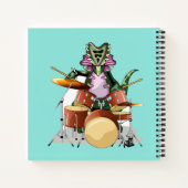 Illustratie van een chasmosaurus die de drums besp notitieboek (Achterkant)