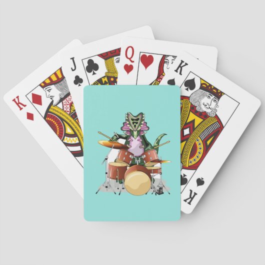 Illustratie van een chasmosaurus die de drums besp pokerkaarten (Achterkant)