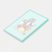 Illustratie van een chasmosaurus die de drums besp post-it® notes (Schuin)