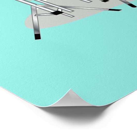 Illustratie van een chasmosaurus die de drums besp poster (Hoek)