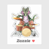 Illustratie van een chasmosaurus die de drums besp sticker (Vel)