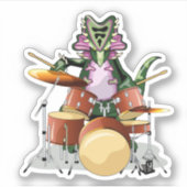 Illustratie van een chasmosaurus die de drums besp sticker (Voorkant)