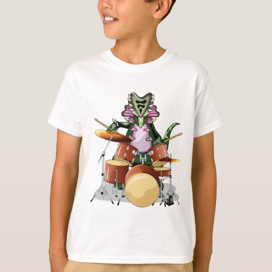 Illustratie van een chasmosaurus die de drums besp t-shirt (Voorkant)