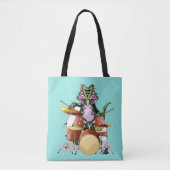 Illustratie van een chasmosaurus die de drums besp tote bag (Voorkant)