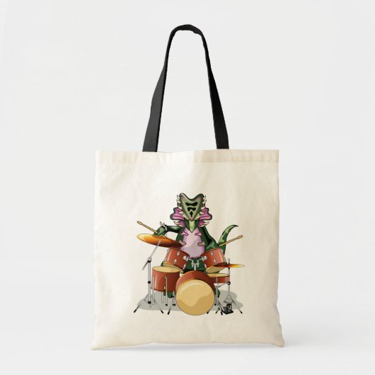Illustratie van een chasmosaurus die de drums besp tote bag (Voorkant)