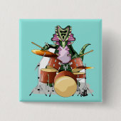 Illustratie van een chasmosaurus die de drums besp vierkante button 5,1 cm (Voorkant)