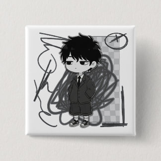 Illustratie van een chibi-jongen in pak die corpor vierkante button 5,1 cm