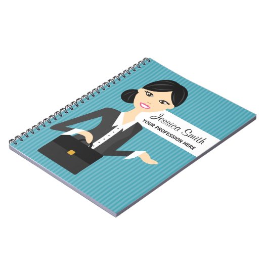 Illustratie van een computerbedrijf met zwart haar notitieboek (Linkerzijde)