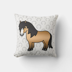 Illustratie van een cute cartoon buckskin Shetland Kussen