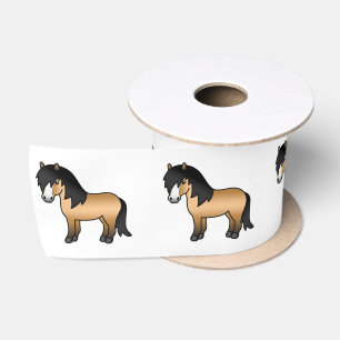 Illustratie van een cute cartoon buckskin Shetland Satijnen Lint