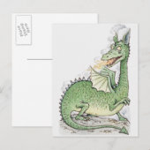 Illustratie van een draak spuwend vuur briefkaart (Voorkant / Achterkant)