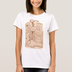 Illustratie van een droomhuis in vintage stijl – E T-shirt
