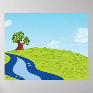 Illustratie van een eenzame boom poster