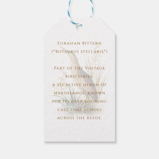illustratie van een Euraziatische Bittern Cadeaulabel (Achterkant)