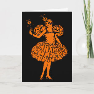 Illustratie van een fee met pompoen voor Halloween Kaart