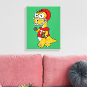 Illustratie van een Football van een brontosaurus. Canvas Afdruk (Insitu (Woonkamer))