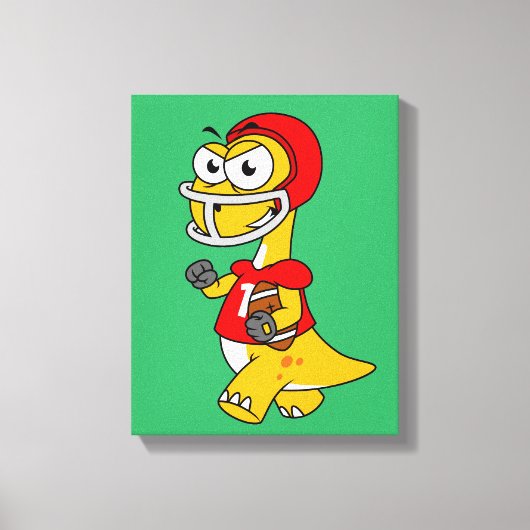 Illustratie van een Football van een brontosaurus. Canvas Afdruk (Voorkant)