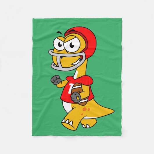 Illustratie van een Football van een brontosaurus. Fleece Deken (Voorkant)