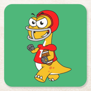 Illustratie van een Football van een brontosaurus. Kartonnen Onderzetters