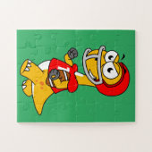 Illustratie van een Football van een brontosaurus. Legpuzzel (Horizontaal)