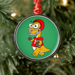 Illustratie van een Football van een brontosaurus. Metalen Ornament