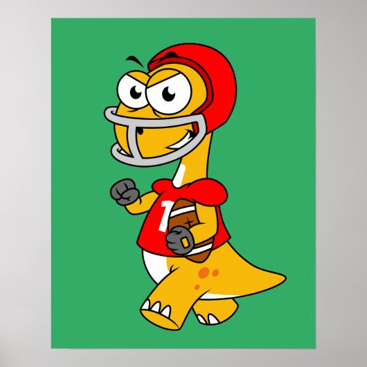 Illustratie van een Football van een brontosaurus. Poster (Voorkant)