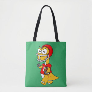 Illustratie van een Football van een brontosaurus. Tote Bag