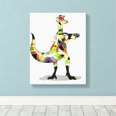 Illustratie van een fotograaf van Iguanodon. Canvas Afdruk (Insitu (Houten vloer))