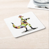 Illustratie van een fotograaf van Iguanodon. Kartonnen Onderzetters (Schuin)