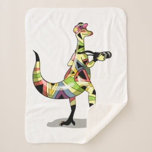 Illustratie van een fotograaf van Iguanodon. Sherpa Deken