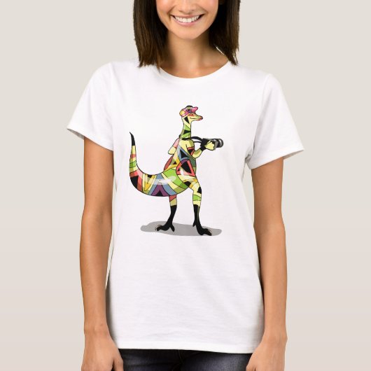 Illustratie van een fotograaf van Iguanodon. T-shirt (Voorkant)