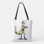 Illustratie van een fotograaf van Iguanodon. Tote Bag (Achterkant)