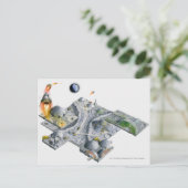 Illustratie van een futuristische basis op de maan briefkaart (Staand voorkant)