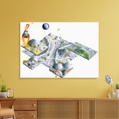 Illustratie van een futuristische basis op de maan canvas afdruk (Insitu (Woonkamer))