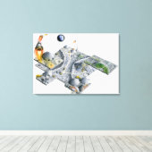 Illustratie van een futuristische basis op de maan canvas afdruk (Insitu (Houten vloer))