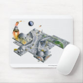 Illustratie van een futuristische basis op de maan muismat (Met muis)