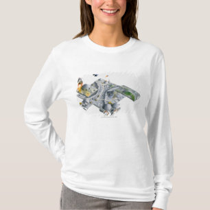 Illustratie van een futuristische basis op de maan t-shirt