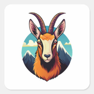 Illustratie van een gems kop vierkante sticker