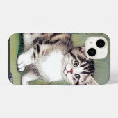 Illustratie van een gestreept katje in vintage sti iPhone hoesje (Achterkant horizontaal)