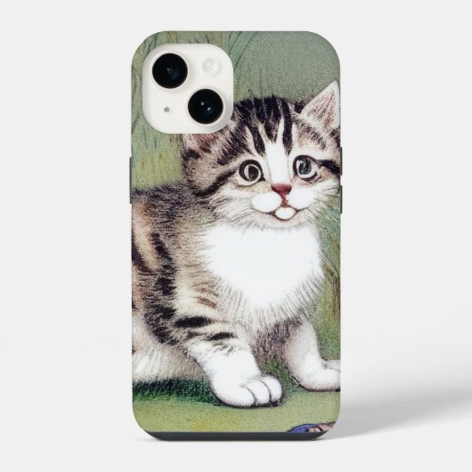 Illustratie van een gestreept katje in vintage sti iPhone hoesje (Achterkant)