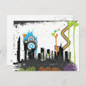 Illustratie van een grijs cityscape briefkaart (Voorkant / Achterkant)