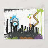 Illustratie van een grijs cityscape briefkaart (Voorkant)