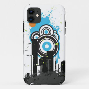 Illustratie van een grijs cityscape iPhone 11 hoesje