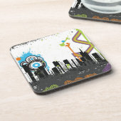 Illustratie van een grijs cityscape drankjes onderzetter (Linkerzijde)